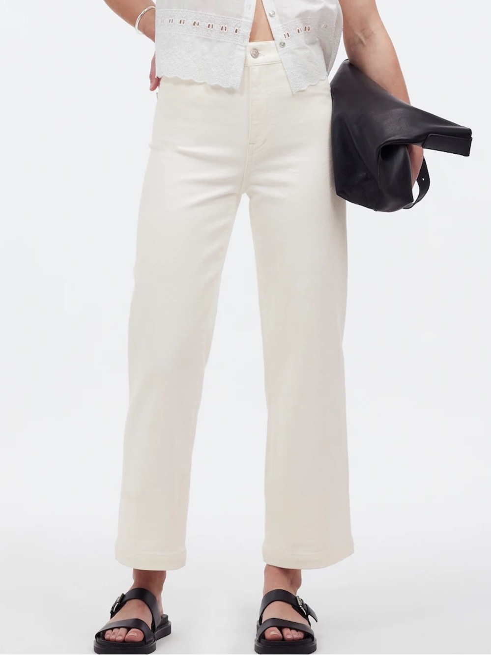 Madewell The Emmett Wide-Leg Crop Jean: Welt Pocket Edition in Tile White 29